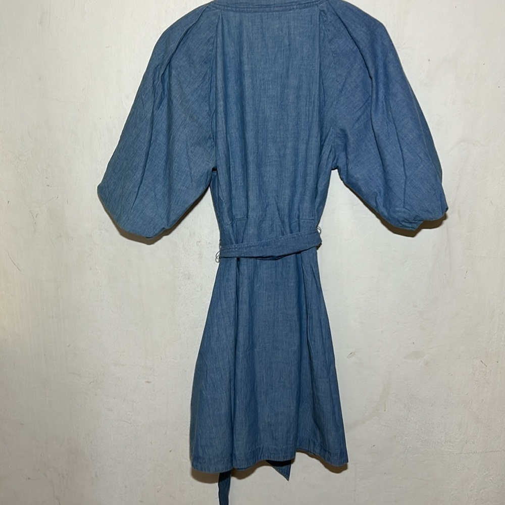 Ralph Lauren Belted Denim Bubble-Sleeve Shirtdress Size 14 NWT - Picture 6 of 11